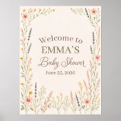 Wildflower Boho Baby Shower Welkom Bord Poster (Voorkant)