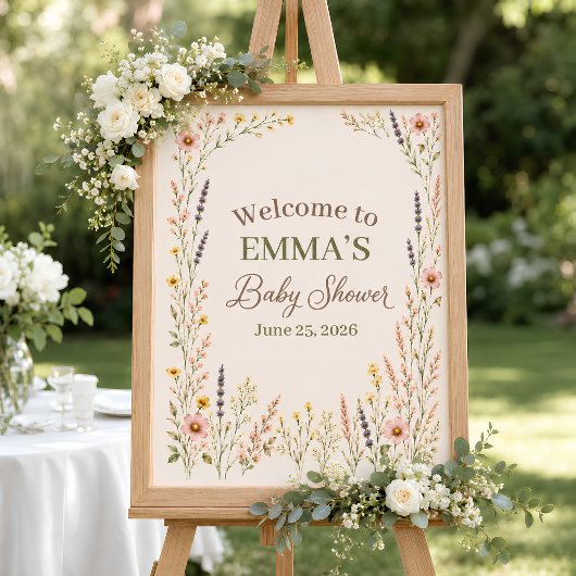 Wildflower Boho Baby Shower Welkom Bord Poster