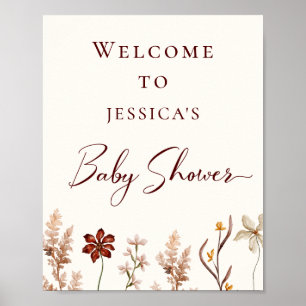 Wildflower Boho Baby shower WelkomstPoster Poster