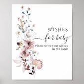 Wildflower boho Baby shower Wensen voor Baby Game Poster (Voorkant)
