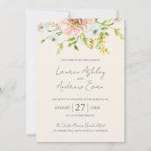 Wildflower Boho Beige Botanical Wedding Invitation Kaart (Voorkant)