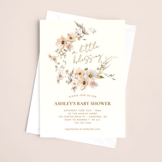 Wildflower Boho Blessings Baby shower Kaart