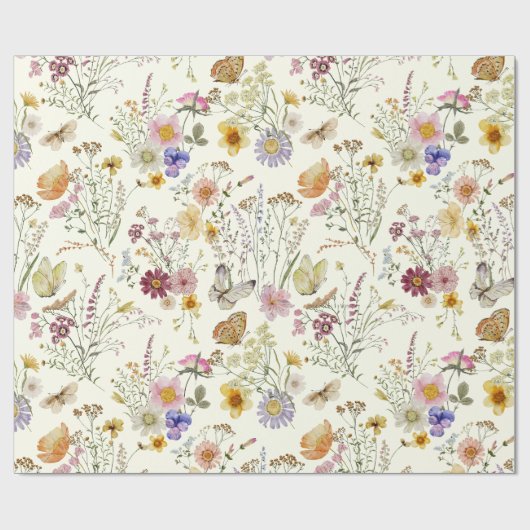 Wildflower boho bloemen inpakpapier (Vlak)