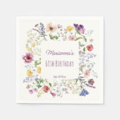 Wildflower boho bloemen paarse verjaardagsfeestje servet (Voorkant)