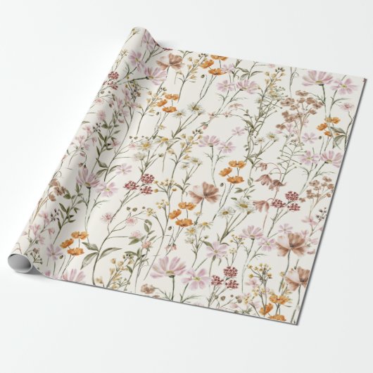 Wildflower Boho Bloom Garden Boho Cadeaupapier (Uitgerold)