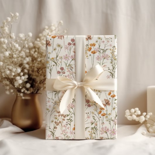 Wildflower Boho Bloom Garden White Cadeaupapier