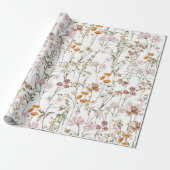 Wildflower Boho Bloom Garden White Cadeaupapier (Uitgerold)
