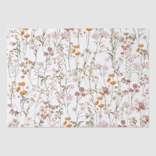 Wildflower Boho Bloom Garden White Tissuepapier (Voorkant)