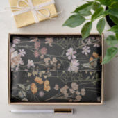 Wildflower Boho Bloom Garden Zwart Tissuepapier (Geschenk)