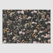Wildflower Boho Bloom Garden Zwart Tissuepapier (Voorkant)
