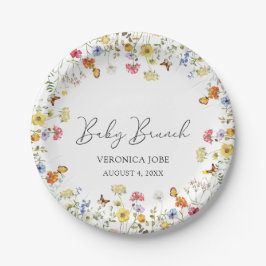 Wildflower Boho Botanical Baby Brunch Shower Papieren Bordje