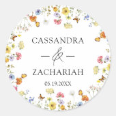 Wildflower Boho Botanical Wedding Shower Ronde Sticker (Voorkant)
