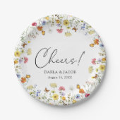 Wildflower Boho Botanische Cheers Wedding Shower Papieren Bordje (Voorkant)
