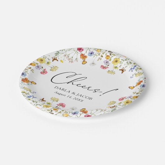 Wildflower Boho Botanische Cheers Wedding Shower Papieren Bordje (Gekanteld)