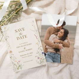 Wildflower Boho | Botanische foto Bewaar de datum Save The Date