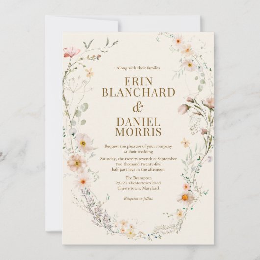 Wildflower Boho | Botanische huwelijksuitnodiging Kaart (Voorkant)