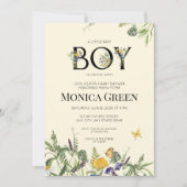 Wildflower Boho Boy Baby shower Uitnodiging (Voorkant)