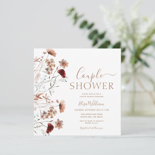 Wildflower Boho Bridal Shower Kaart (Staand voorkant)