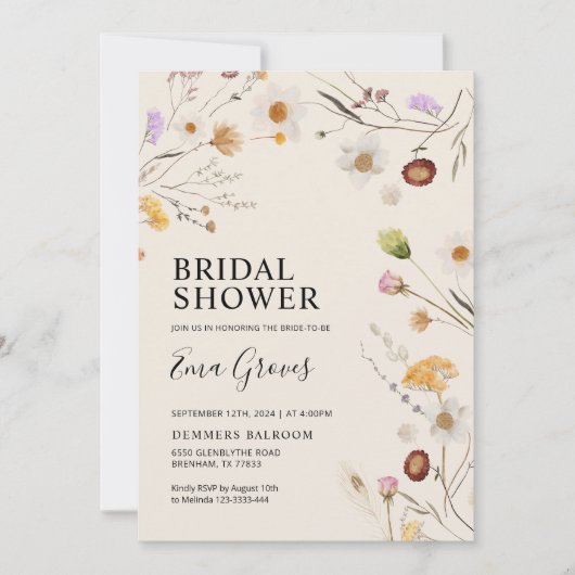 Wildflower Boho Bridal Shower Kaart (Voorkant)