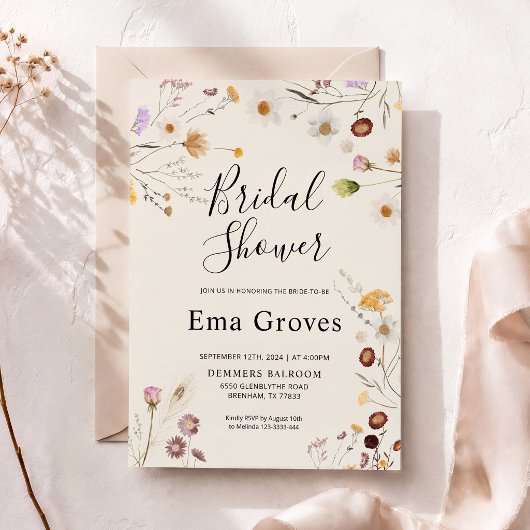 Wildflower Boho Bridal Shower Kaart