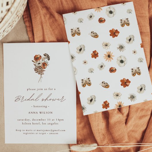 Wildflower Boho Bridal Shower Kaart