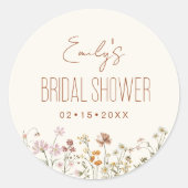 Wildflower Boho Bruidsfeest In Bloeiende Tuin Ronde Sticker (Voorkant)