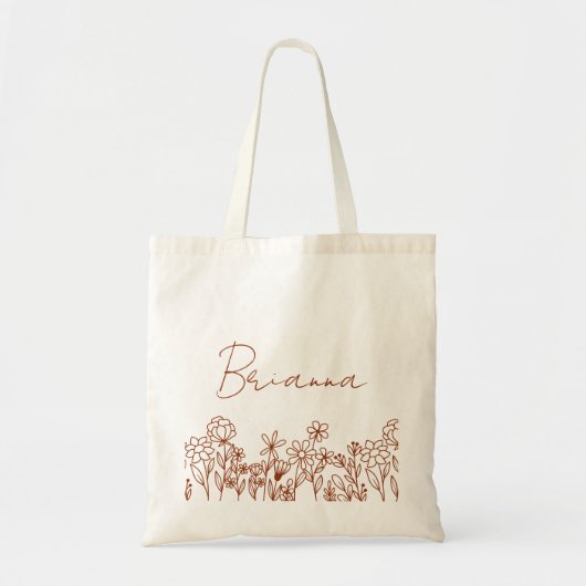 Wildflower Boho Bruidsmeisje Naam Canvas tas (Voorkant)