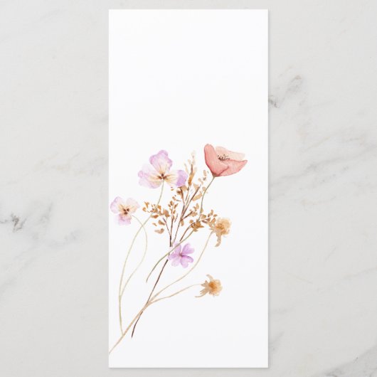 Wildflower Boho Bruiloft Menu (Achterkant)