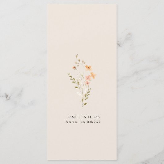 Wildflower Boho Bruiloft Menu (Achterkant)