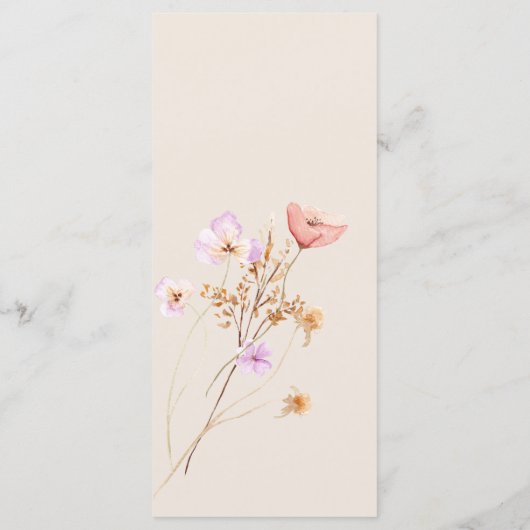 Wildflower Boho Bruiloft Menu (Achterkant)