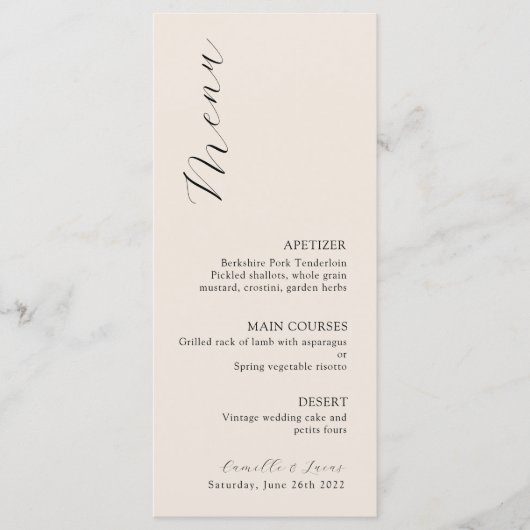 Wildflower Boho Bruiloft Menu (Voorkant)