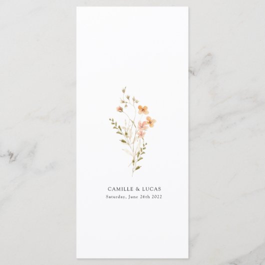 Wildflower Boho Bruiloft Menu (Achterkant)