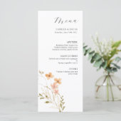 Wildflower Boho Bruiloft Menu (Staand voorkant)