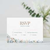 Wildflower Boho Bruiloft met Initiële Monogram RSVP Kaartje (Staand voorkant)
