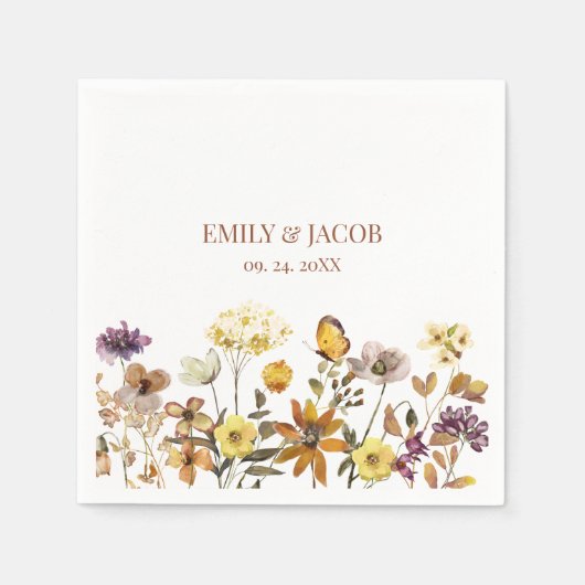 Wildflower Boho bruiloft servetten (Voorkant)