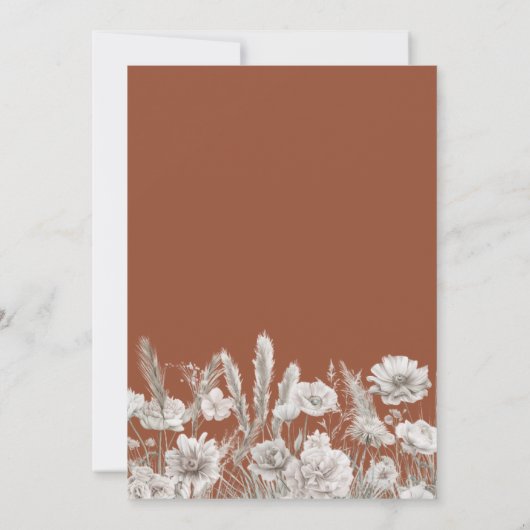 Wildflower Boho Burnt Orange Wedding Kaart (Achterkant)