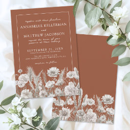 Wildflower Boho Burnt Orange Wedding Kaart