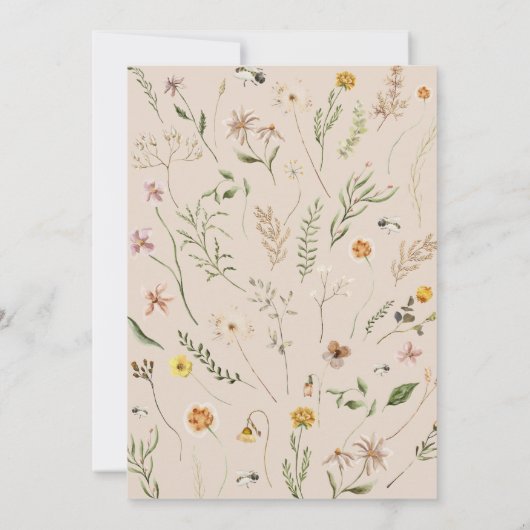 Wildflower Boho Chic Baby shower Kaart (Achterkant)
