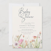Wildflower Boho Chic Baby shower Kaart (Voorkant)