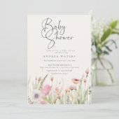 Wildflower Boho Chic Baby shower Kaart (Staand voorkant)