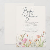 Wildflower Boho Chic Baby shower Kaart (Voorkant / Achterkant)