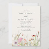 Wildflower Boho Chic Bruiloft Kaart (Voorkant)