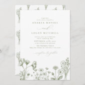 Wildflower Boho Chic Bruiloft Kaart (Voorkant / Achterkant)