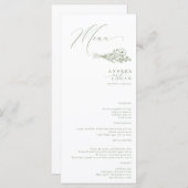 Wildflower Boho Chic Bruiloft Menu (Voorkant / Achterkant)