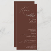Wildflower Boho Chic Bruiloft Menu (Voorkant / Achterkant)