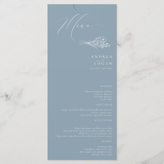 Wildflower Boho Chic Bruiloft Menu (Voorkant)