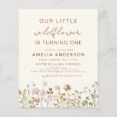 Wildflower Boho Chic Eerste Verjaardag Terracotta (Voorkant)