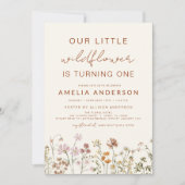 Wildflower Boho Chic Eerste Verjaardag Terracotta Kaart (Voorkant)