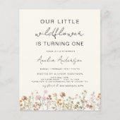 Wildflower Boho Chic Eerste Verjaardag uitnodiging (Voorkant)