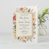 Wildflower Boho Chic Floral Elegante bruiloft Kaart (Staand voorkant)